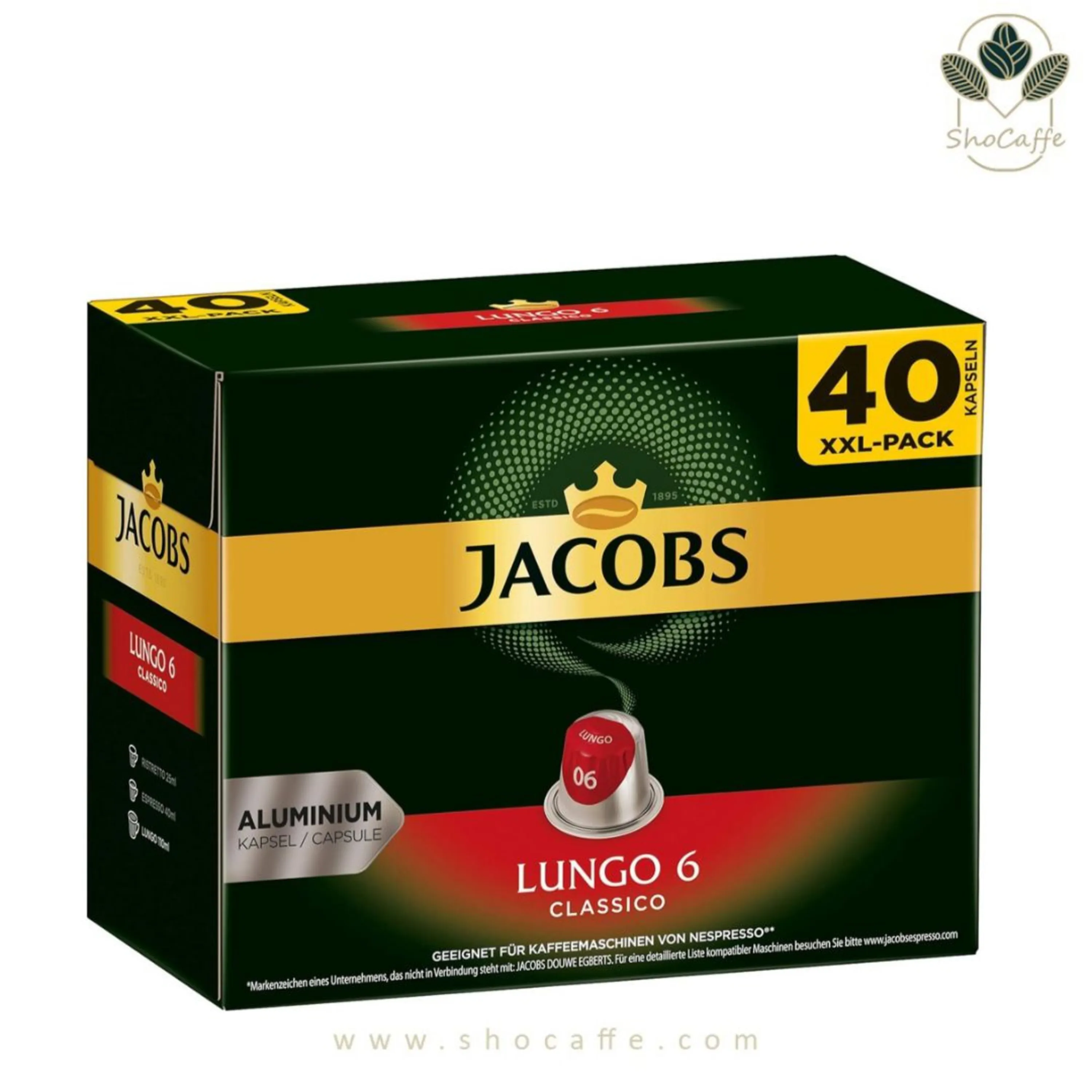 کپسول قهوه جاکوبز مدل لانگو کلاسیکو Lungo Classico-بسته 40 عددی